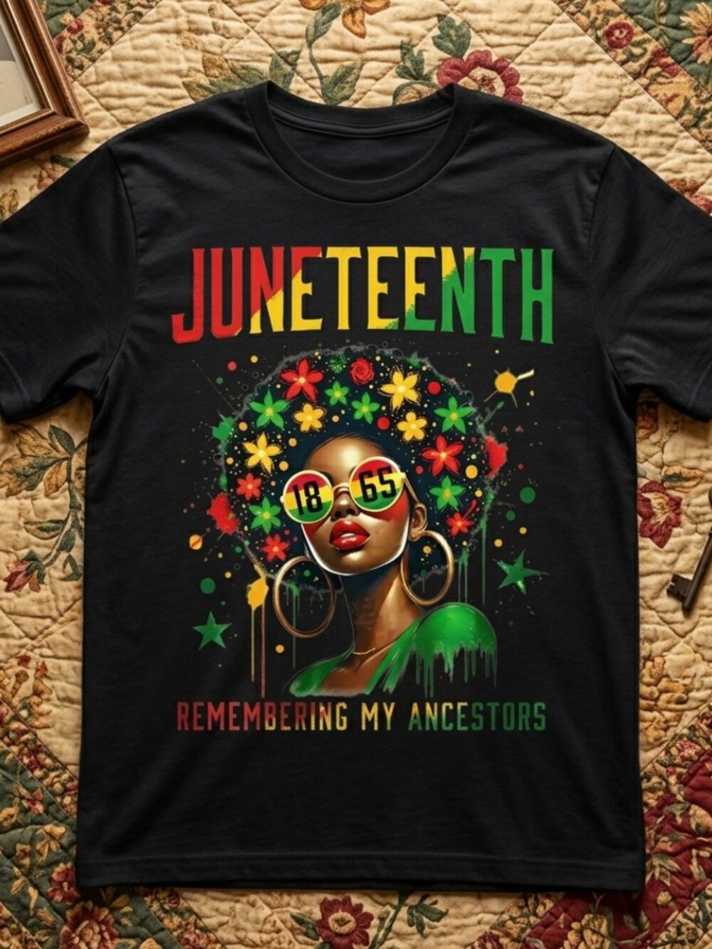 Juneteenth 1865 Vintage Afro Queen Graphic Tee Black History Streetwear